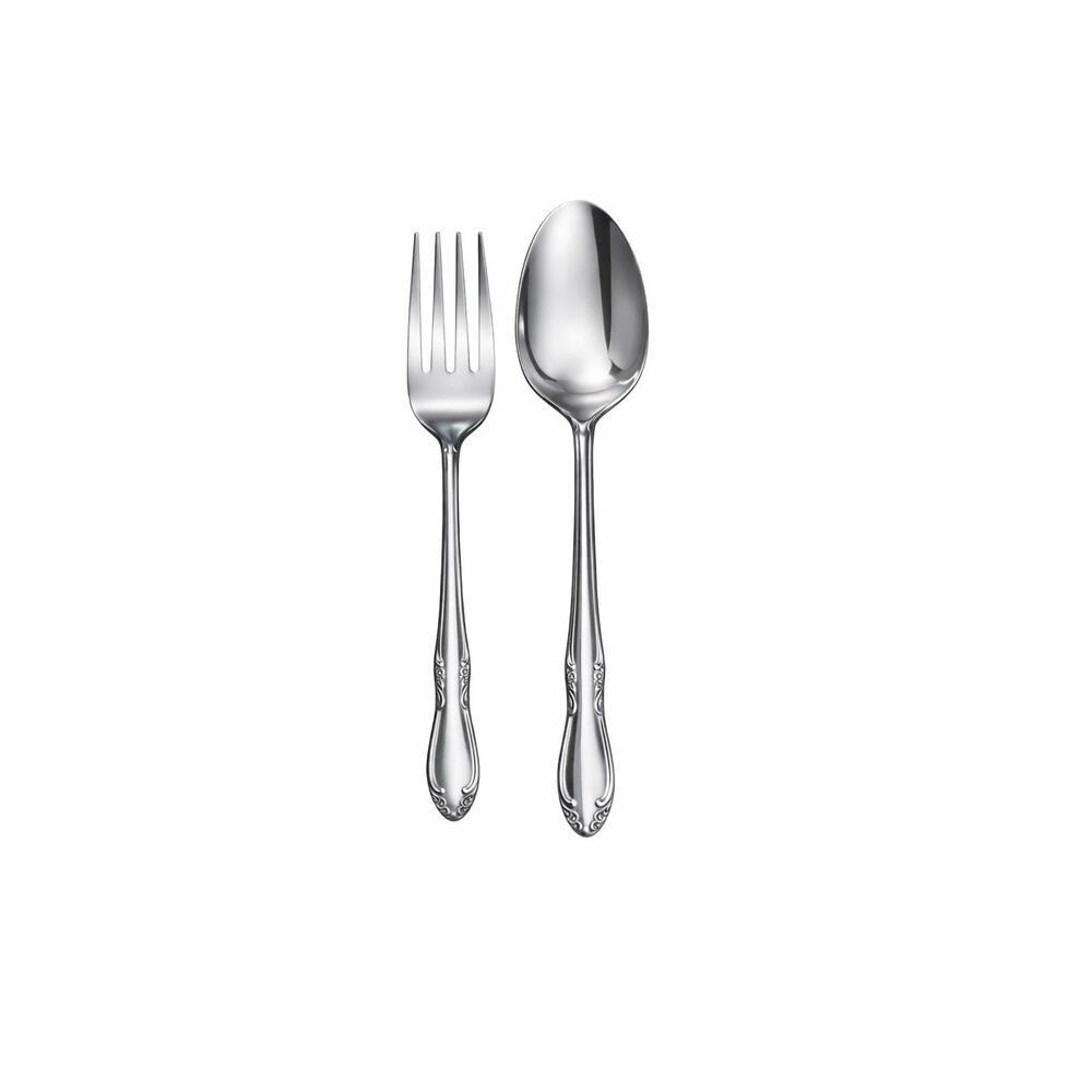 Oneida Stainless Dinner Spoon & Salad Fork Set Scroll Rose Tip Flatware Replace